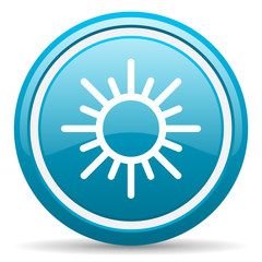 sun blue glossy icon on white background