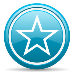 star blue glossy icon on white background