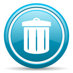 recycle blue glossy icon on white background