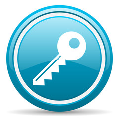 key blue glossy icon on white background