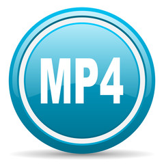 mp4 blue glossy icon on white background
