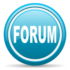 forum blue glossy icon on white background