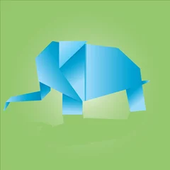 Crédence de cuisine en verre imprimé Animaux géométriques Éléphant Origami