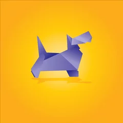 Papier Peint photo Lavable Animaux géométriques Chien Origami