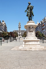 Fototapeta na wymiar Praca da Liberdade mit Dom Pedro Denkmal, Portugal