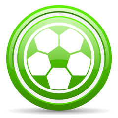 soccer green glossy icon on white background