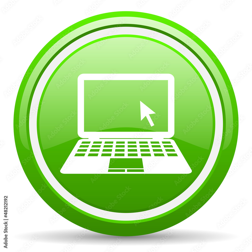 Poster notebook green glossy icon on white background