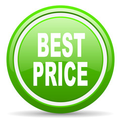 best price green glossy icon on white background