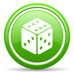 dice green glossy icon on white background