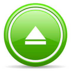 eject green glossy icon on white background