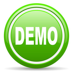 demo green glossy icon on white background