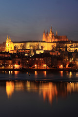 Fototapeta na wymiar Night Prague gothic Castle, Czech Republic