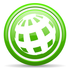 earth green glossy icon on white background