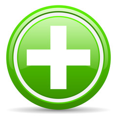 emergency green glossy icon on white background