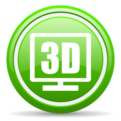3d display green glossy icon on white background