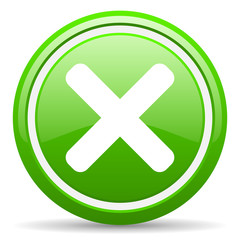 Obraz premium cancel green glossy icon on white background