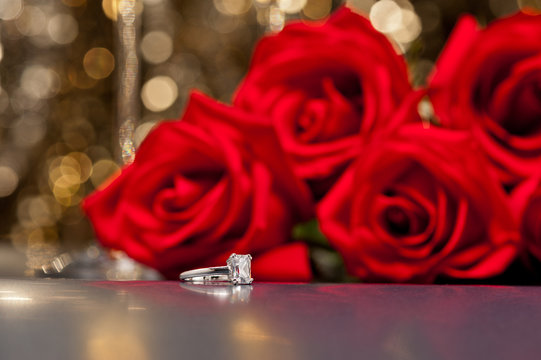 Jewelry ring and roses