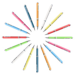 Fototapeta premium Set of realistic colorful pen. Vector illustration. 
