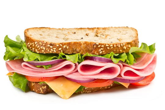 Fototapeta sandwich with ham, cheese and tomato