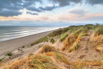Rossbeigh beach dunes at sunset, Ireland
