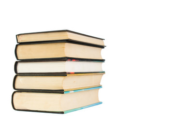 stack of old books isolated on white