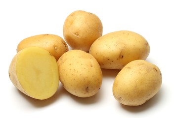 Potatoes on white background