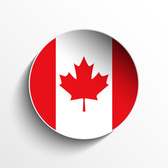 Fototapeta na wymiar Canada Flag Paper Circle Shadow Button