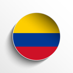 Colombia Flag Paper Circle Shadow Button