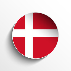 Obraz premium Denmark Flag Paper Circle Shadow Button