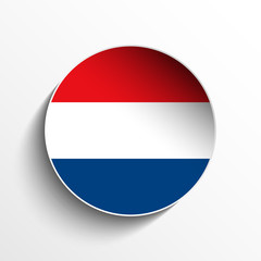 Netherlands Flag Paper Circle Shadow Button