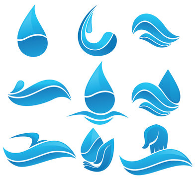 Set of water design elements, signs and icons