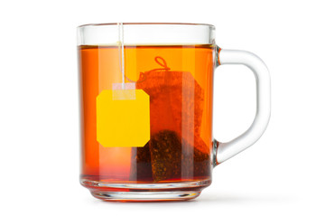 Glass cup with teabag - 48219198