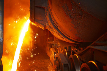 Molten hot steel is pouring - Industrial metallurgy