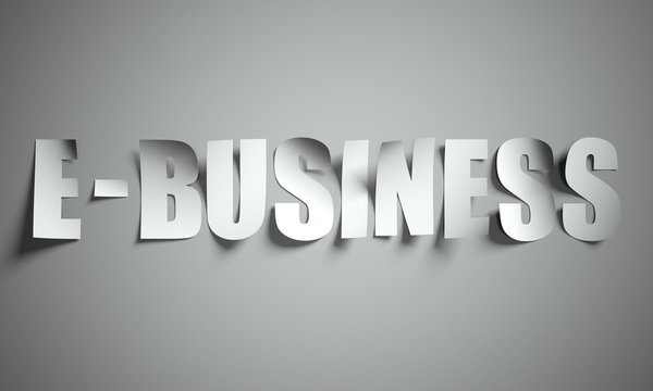 E business cut from paper on background