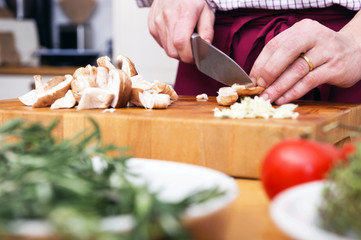 Man Cutting Mushrooms