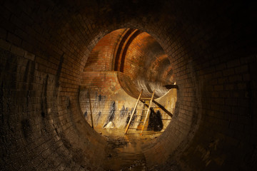 Underground old sewage treatment plant - obrazy, fototapety, plakaty