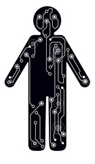 figure of a man in circuit style. vector illustration