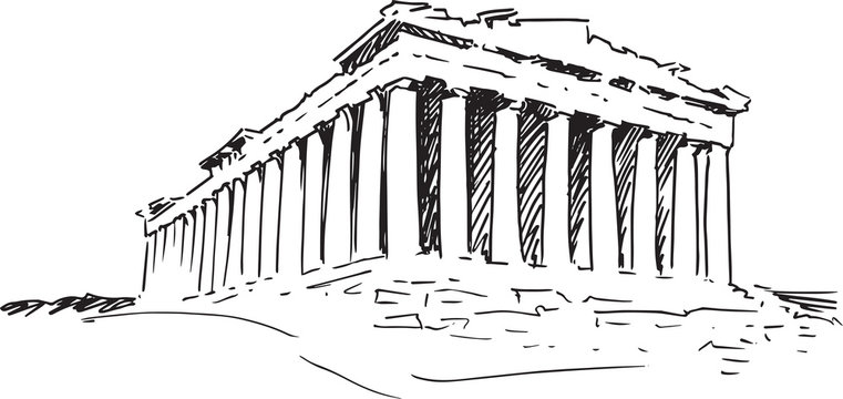 Greek temple. Sketch.