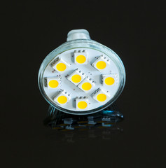 LED light bulb lit from above