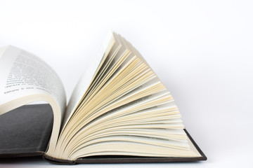 Open book on white background