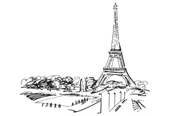 Papier Peint photo Lavable Illustration Paris Tour Eiffel. Paris, France.