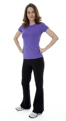 Confident Woman Standing on White