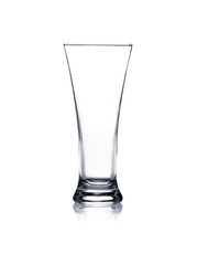 Coctail glass set. Empty beer glass on white