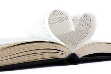 Book with pages folded into a heart shape