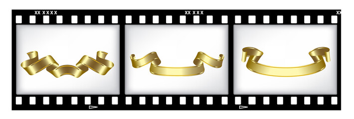 gold ribbon on film background