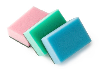 Sponges for washing dishes isolated on white background