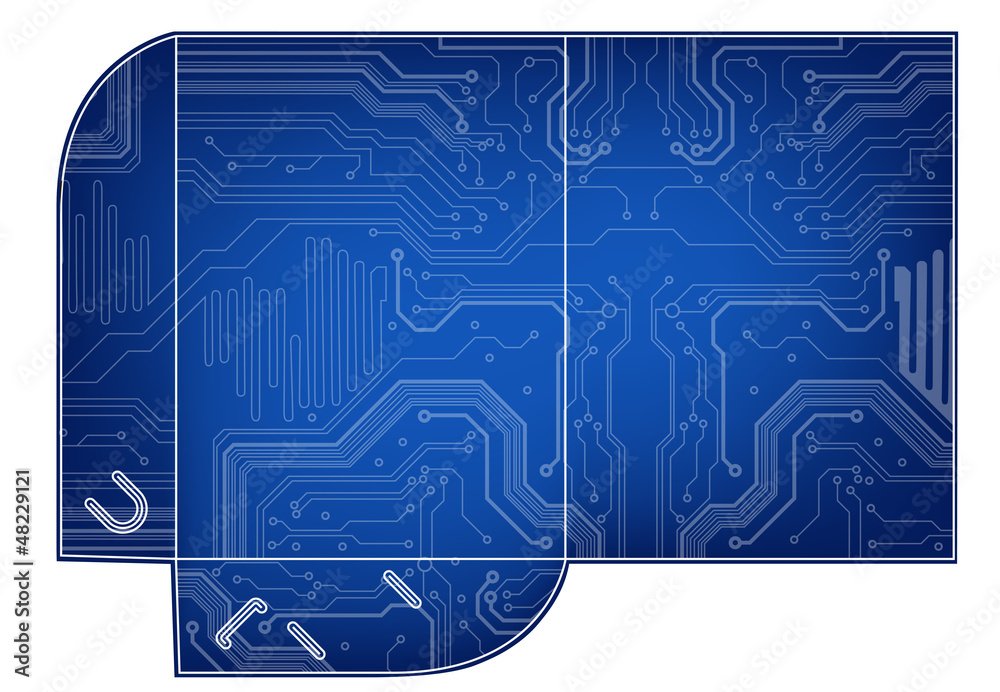 Poster template for folder design with circuit draw