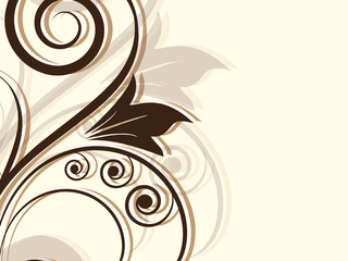 Ornamental floral element with swirls