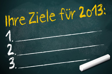 Kreidetafel mit Ziele für 2013