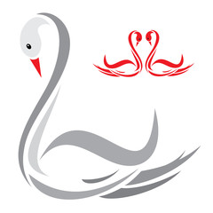 Vector of swan design on white background. Easy editable layered vector illustration. Wild Animals.